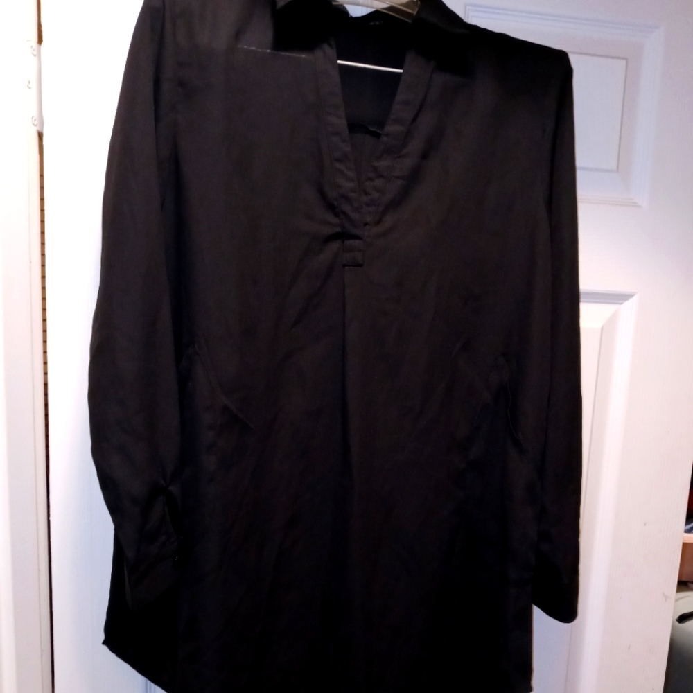 Zanzea Black Sheer Shirt Dress Size 12